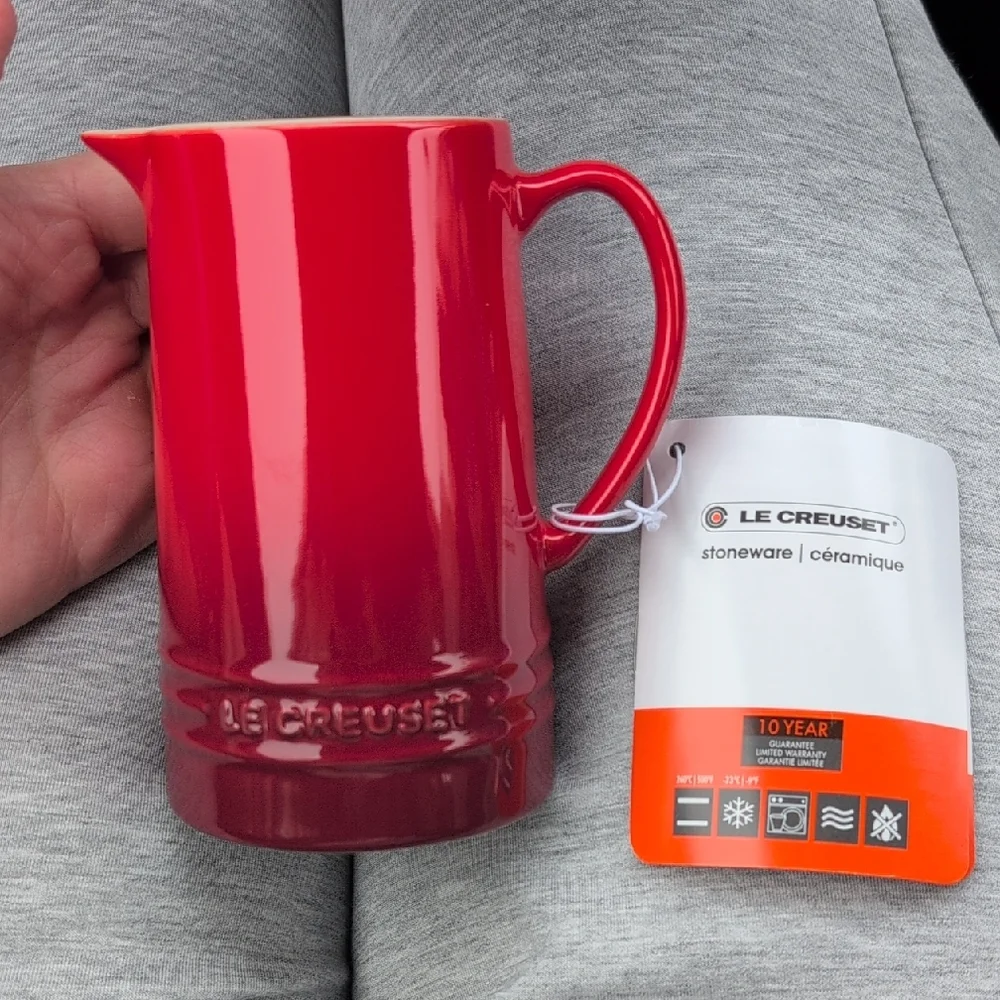 Le Creuset Stoneware Small Pitcher, 10 oz., Cerise - Picture 1 of 4